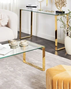 Fashion Beliani Konsolipoyta Lasitasolla Ruostumaton Teras Kulta Tilon
