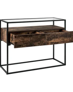 Clearance Beliani Konsolipoyta Lasitasolla 2 Laatikkoa Tumma Puu/Musta Mauk