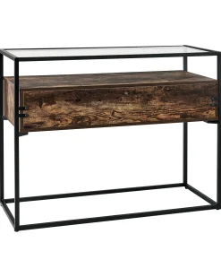 Clearance Beliani Konsolipoyta Lasitasolla 2 Laatikkoa Tumma Puu/Musta Mauk