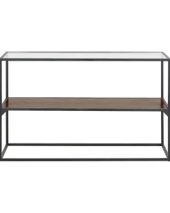 Shop Beliani Konsolipoyta Lasitasolla Tumma Puu/Musta Taos