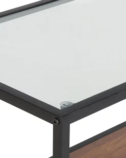 Shop Beliani Konsolipoyta Lasitasolla Tumma Puu/Musta Taos