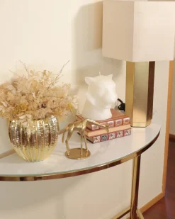 Pöydät<Beliani Konsolipoyta Marmorikuvio Valkoinen/Kulta Orita