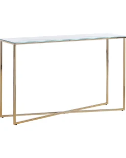 Discount Beliani Konsolipoyta Marmorikuvio Valkoinen/Kulta Royse