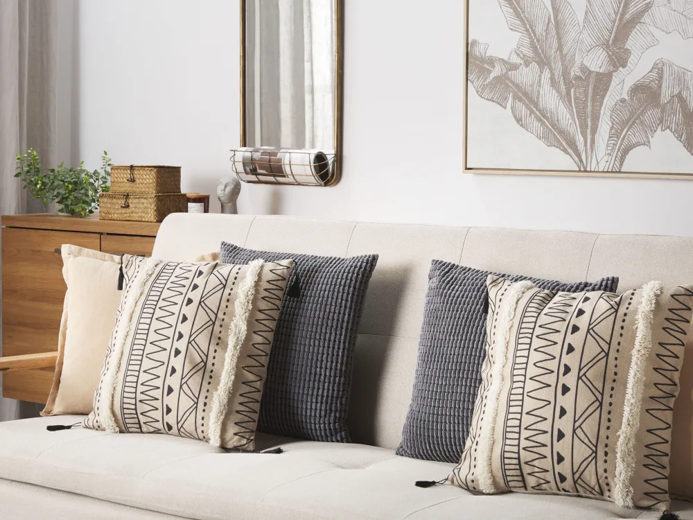 Tekstiilit<Beliani Koristetyyny 2 Kpl 45 X 45 Cm Mustabeige Heuchera