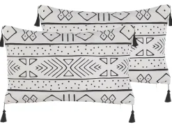 Tekstiilit<Beliani Koristetyyny 2 Kpl 30 X 50 Cm Mustavalkoinen Schefflera