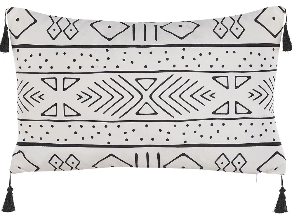 Tekstiilit<Beliani Koristetyyny 2 Kpl 30 X 50 Cm Mustavalkoinen Schefflera