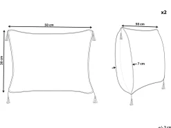 Tekstiilit<Beliani Koristetyyny 2 Kpl 30 X 50 Cm Mustavalkoinen Schefflera