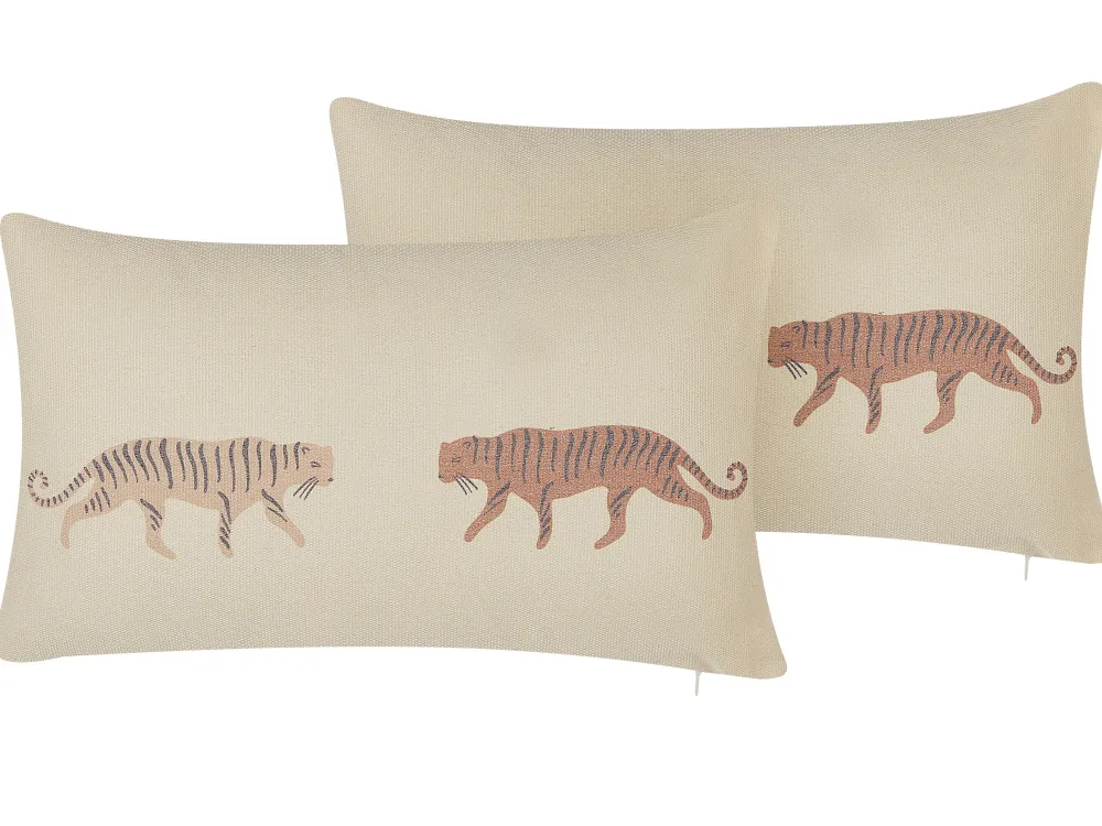 Tekstiilit<Beliani Koristetyyny Beige 30 X 50 Cm 2 Kpl Nierembergia