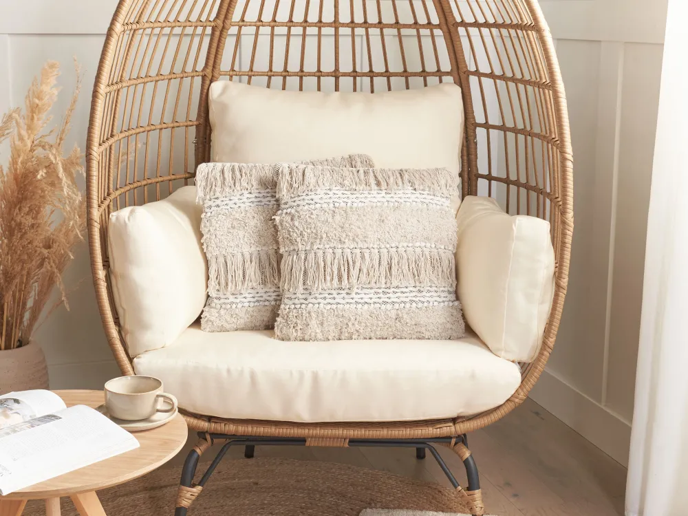 Tekstiilit<Beliani Koristetyyny Beige Kirjailtu 45 X 45 Cm 2 Kpl Villur