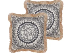 Best Sale Beliani Koristetyyny Beige/Musta 45 X 45 Cm 2 Kpl Agrimony