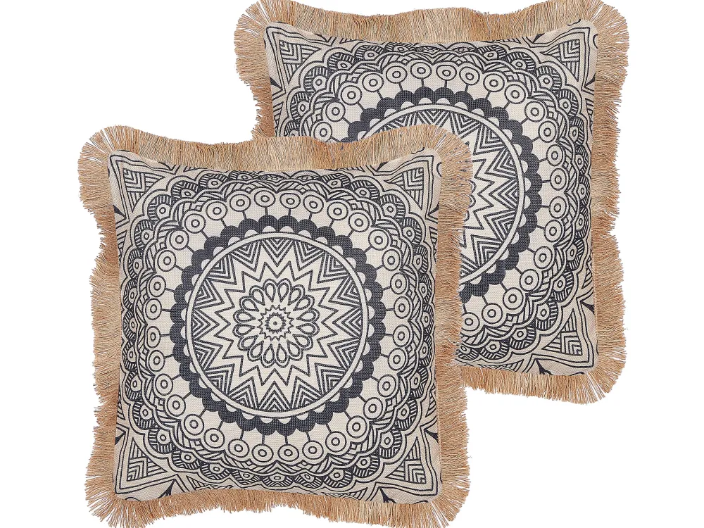 Best Sale Beliani Koristetyyny Beige/Musta 45 X 45 Cm 2 Kpl Agrimony