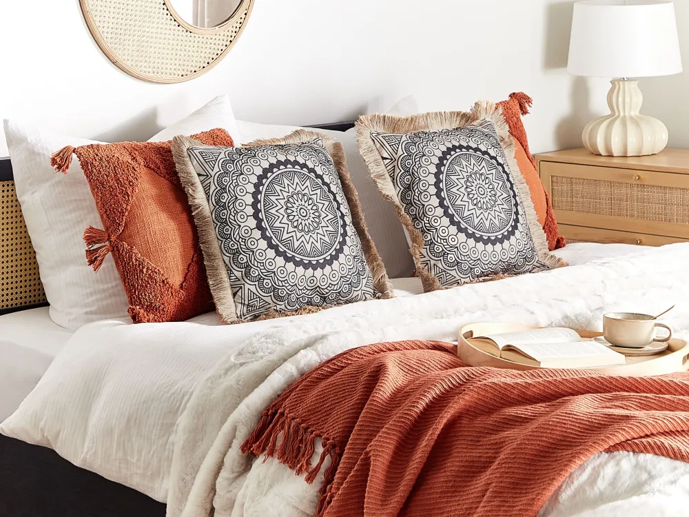 Best Sale Beliani Koristetyyny Beige/Musta 45 X 45 Cm 2 Kpl Agrimony