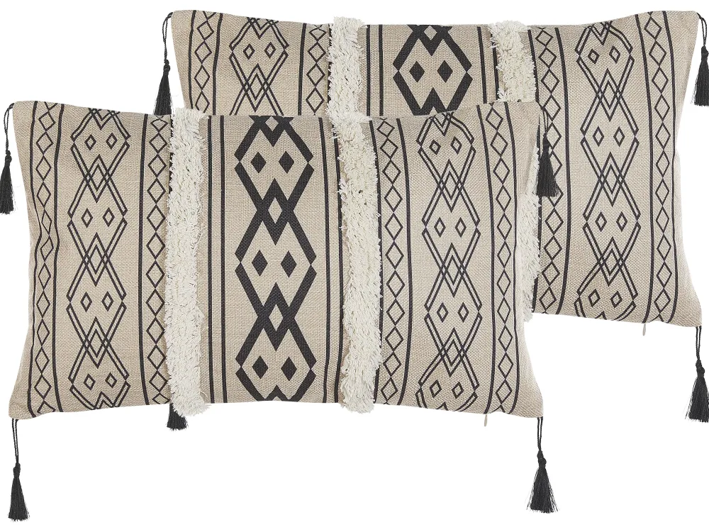 Store Beliani Koristetyyny Beige/Musta 30 X 50 Cm 2 Kpl Pulmonaria