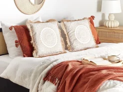 Tekstiilit<Beliani Koristetyyny Beige/Valkoinen 45 X 45 Cm 2 Kpl Geranium