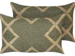 Tekstiilit<Beliani Koristetyyny Juutti Vihrea/Beige 30 X 50 Cm 2 Kpl Gopi