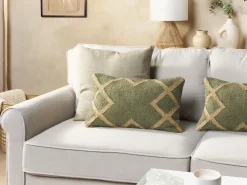 Tekstiilit<Beliani Koristetyyny Juutti Vihrea/Beige 30 X 50 Cm 2 Kpl Gopi