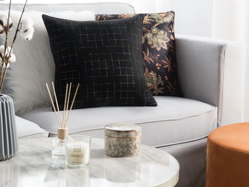 Fashion Beliani Koristetyyny Kangas Musta 45 X 45 Cm 2 Kpl Bellflower