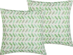 Cheap Beliani Koristetyyny Kangas Valkoinen/Vihrea 45 X 45 Cm 2 Kpl Prunus