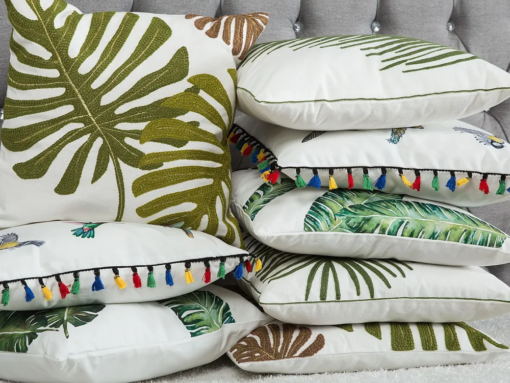 Tekstiilit<Beliani Koristetyyny Kangas Valkoinen 45 X 45 Cm 2 Kpl Dianella