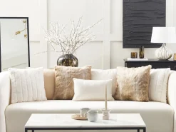 Sale Beliani Koristetyyny Keinoturkis Vaaleanruskea 45 X 45 Cm 2 Kpl Hordeum