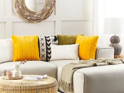 Tekstiilit<Beliani Koristetyyny Keinoturkis Keltainen 45 X 45 Cm 2 Kpl Pumila