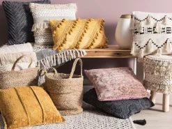 Best Beliani Koristetyyny Keltainen Kohokuvioitu 45 X 45 Cm Kavalam