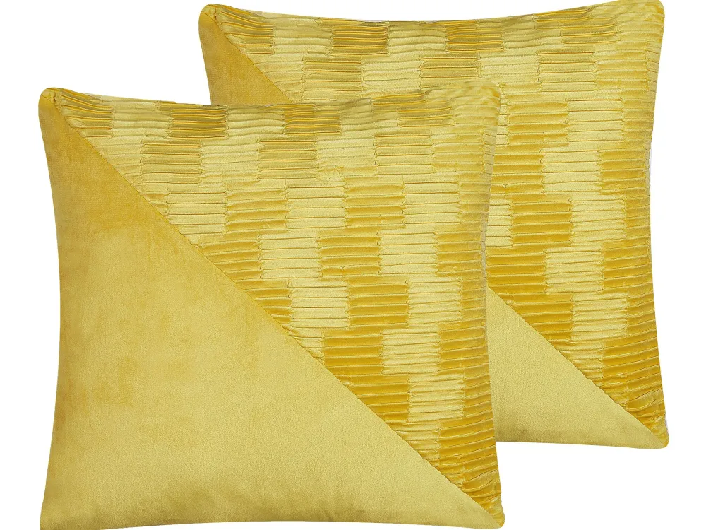 Tekstiilit<Beliani Koristetyyny 2Kpl 45 X 45 Cm Keltainen Origanum