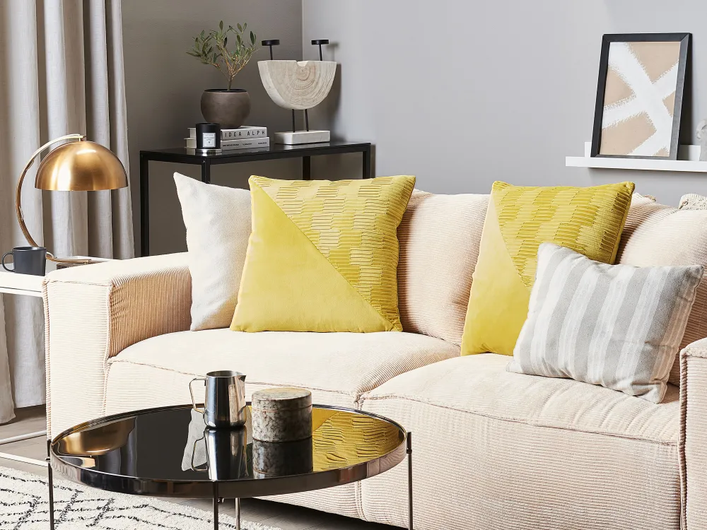 Tekstiilit<Beliani Koristetyyny 2Kpl 45 X 45 Cm Keltainen Origanum