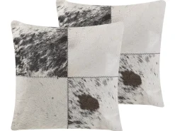 Shop Beliani Koristetyyny Lehmannahka Harmaa 45 X 45 Cm 2 Kpl Marady