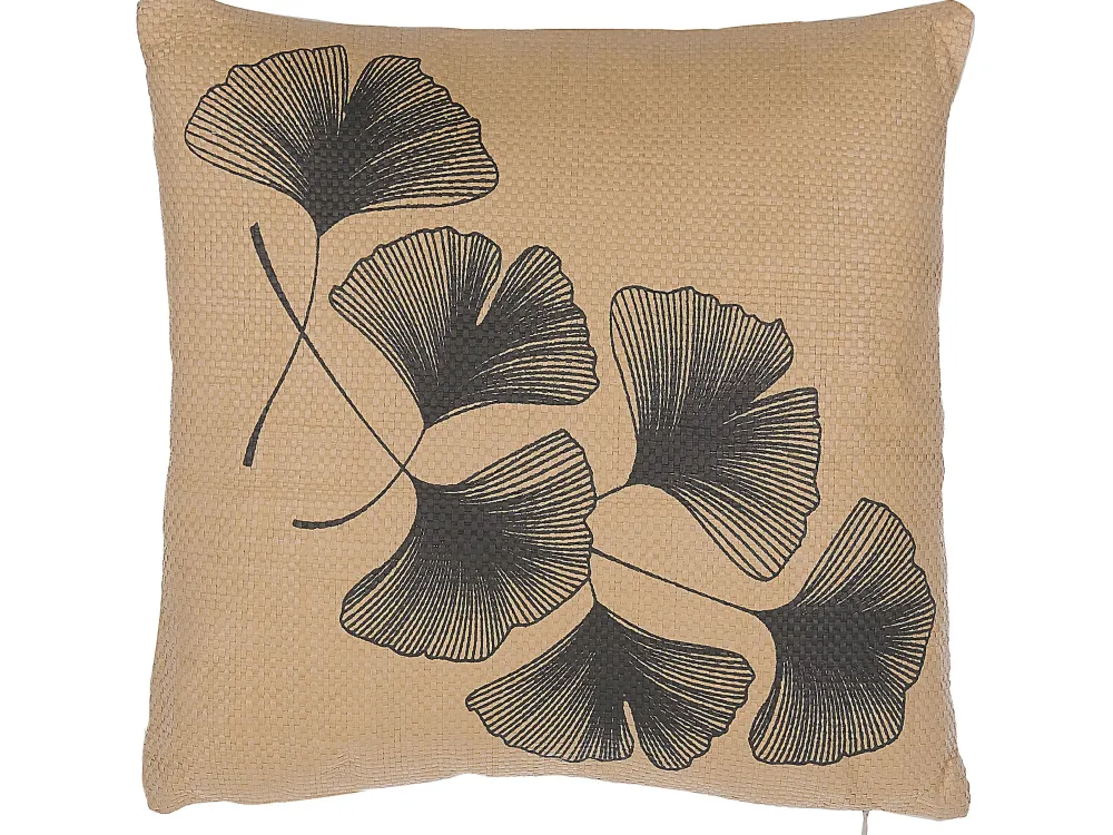 Fashion Beliani Koristetyyny Lehtikuviolla 45 X 45 Cm Beige Wakad