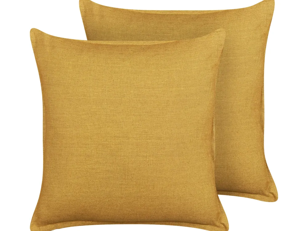 Tekstiilit<Beliani Koristetyyny Pellava Keltainen 45 X 45 Cm 2 Kpl Sagina