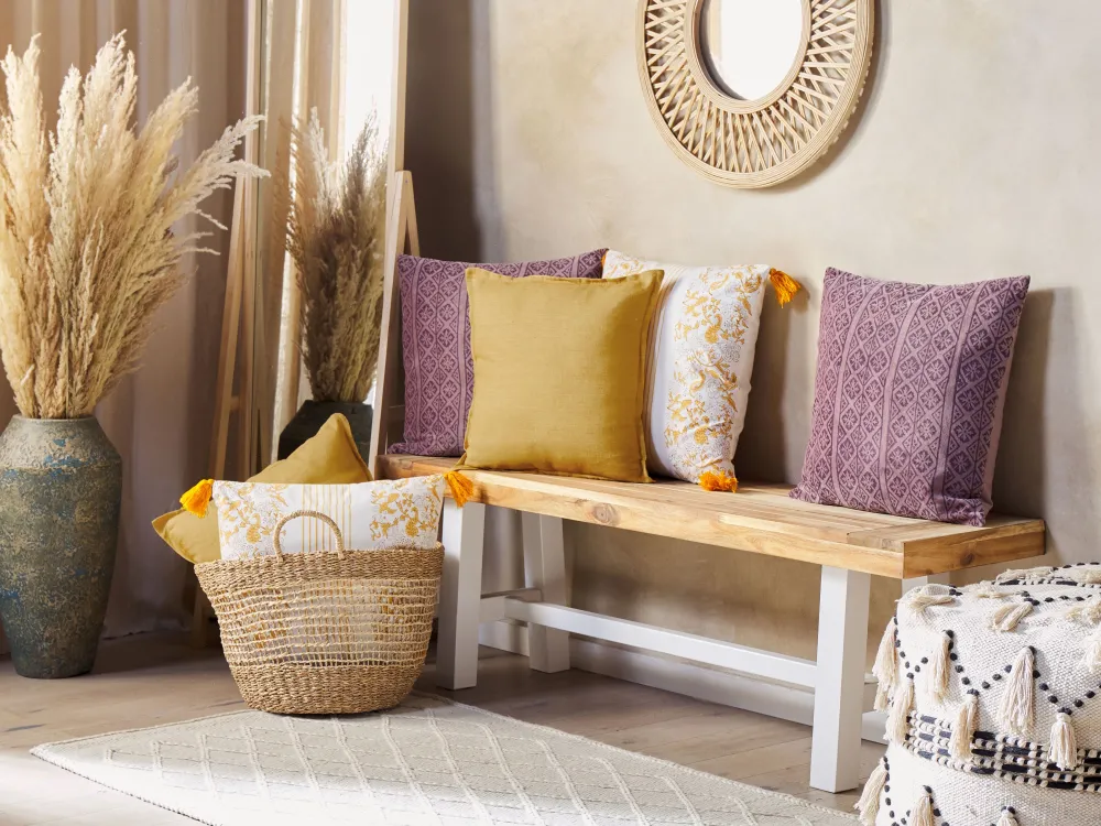 Tekstiilit<Beliani Koristetyyny Pellava Keltainen 45 X 45 Cm 2 Kpl Sagina