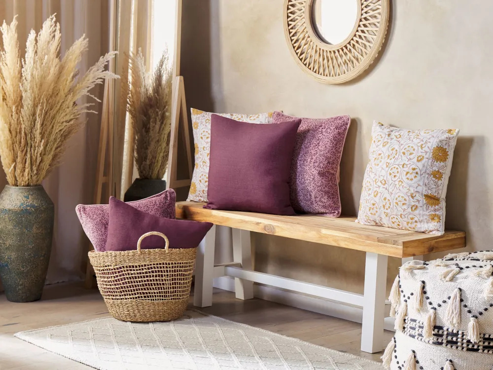 Tekstiilit<Beliani Koristetyyny Pellava Purppura 45 X 45 Cm 2 Kpl Sagina