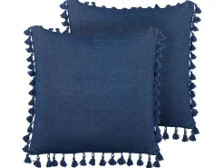 Outlet Beliani Koristetyyny Pellava Tummansininen 45 X 45 Cm 2 Kpl Carpinus