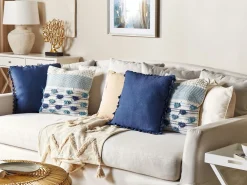 Outlet Beliani Koristetyyny Pellava Tummansininen 45 X 45 Cm 2 Kpl Carpinus