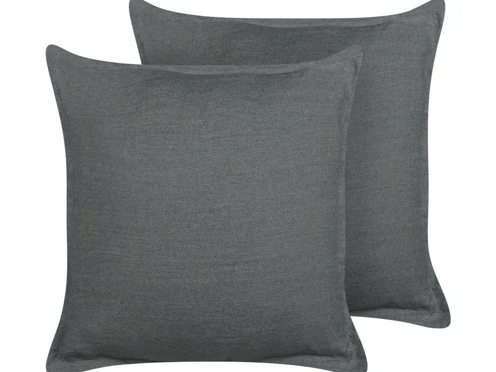 Tekstiilit<Beliani Koristetyyny Pellava Tummanharmaa 45 X 45 Cm 2 Kpl Subulata