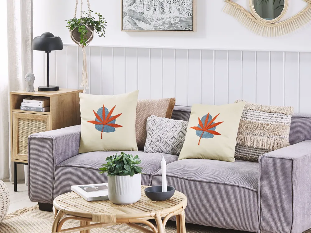 Tekstiilit<Beliani Koristetyyny Punainen Kirjailtu 45 X 45 Cm 2 Kpl Davallia