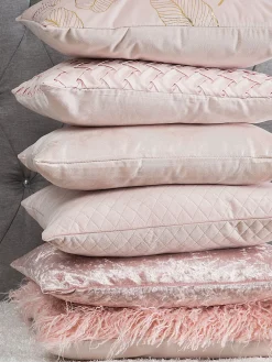 Shop Beliani Koristetyyny Punottu Vaaleanpunainen 45 X 45 Cm