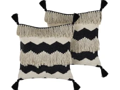 New Beliani Koristetyyny Puuvilla Beige/Musta 45 X 45 Cm 2 Kpl Hydrangea