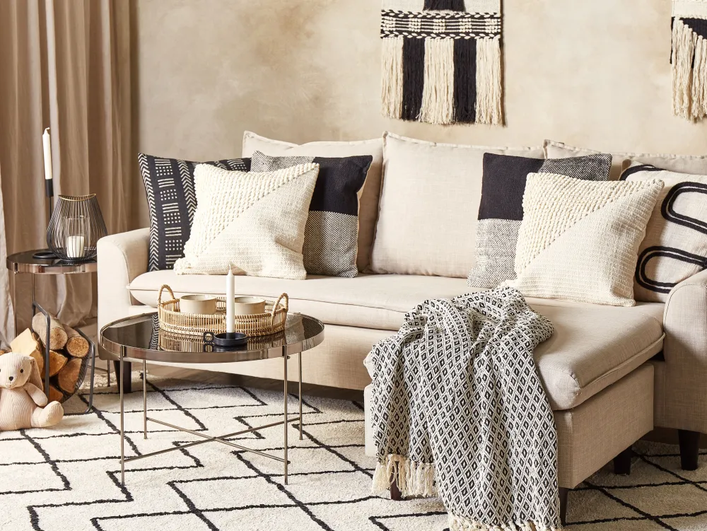 Tekstiilit<Beliani Koristetyyny Puuvilla Beige 45 X 45 Cm 2 Kpl Pellaea