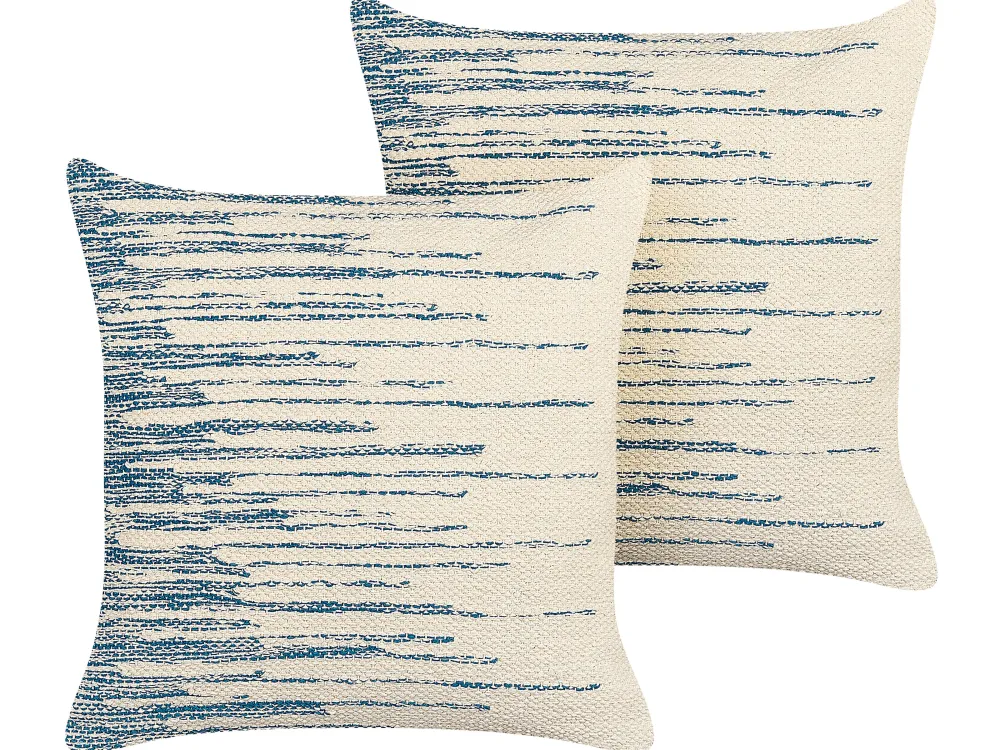 Tekstiilit<Beliani Koristetyyny Puuvilla Beige/Sininen 45 X 45 Cm 2 Kpl Rivina