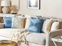 Tekstiilit<Beliani Koristetyyny Puuvilla Beige/Sininen 45 X 45 Cm 2 Kpl Rivina