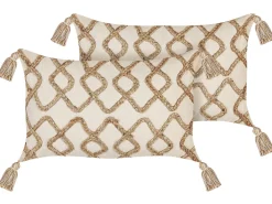 Tekstiilit<Beliani Koristetyyny Puuvilla Beige 30 X 50 Cm 2 Kpl Incana