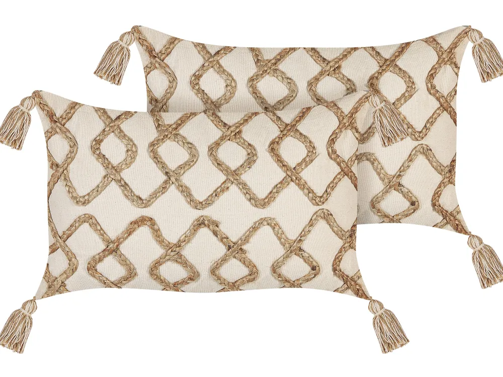 Tekstiilit<Beliani Koristetyyny Puuvilla Beige 30 X 50 Cm 2 Kpl Incana