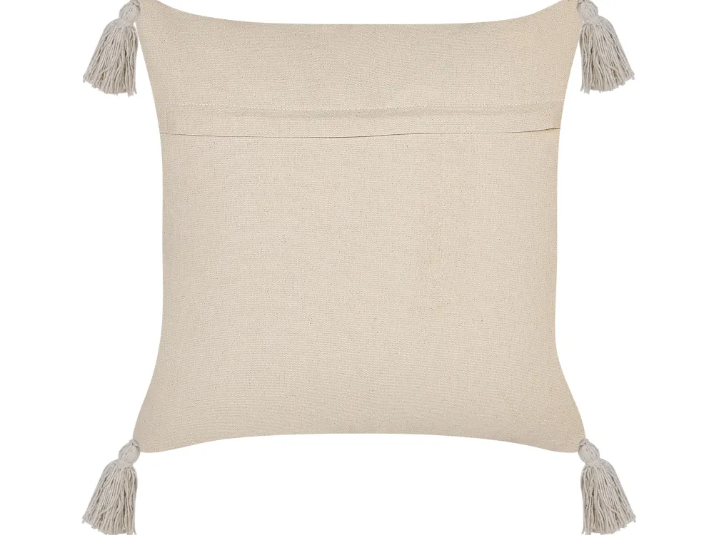 Tekstiilit<Beliani Koristetyyny Puuvilla Beige/Punainen 45 X 45 Cm Euphorbia