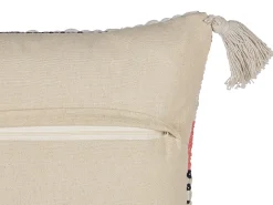 Tekstiilit<Beliani Koristetyyny Puuvilla Beige/Punainen 45 X 45 Cm Euphorbia