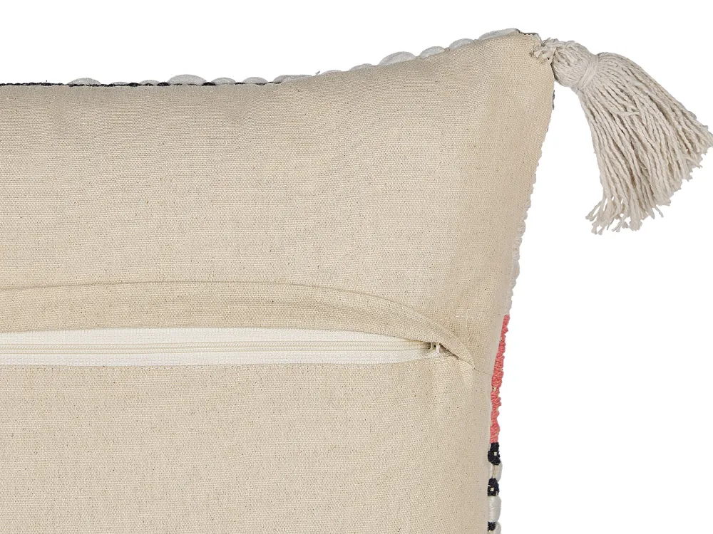 Tekstiilit<Beliani Koristetyyny Puuvilla Beige/Punainen 45 X 45 Cm Euphorbia