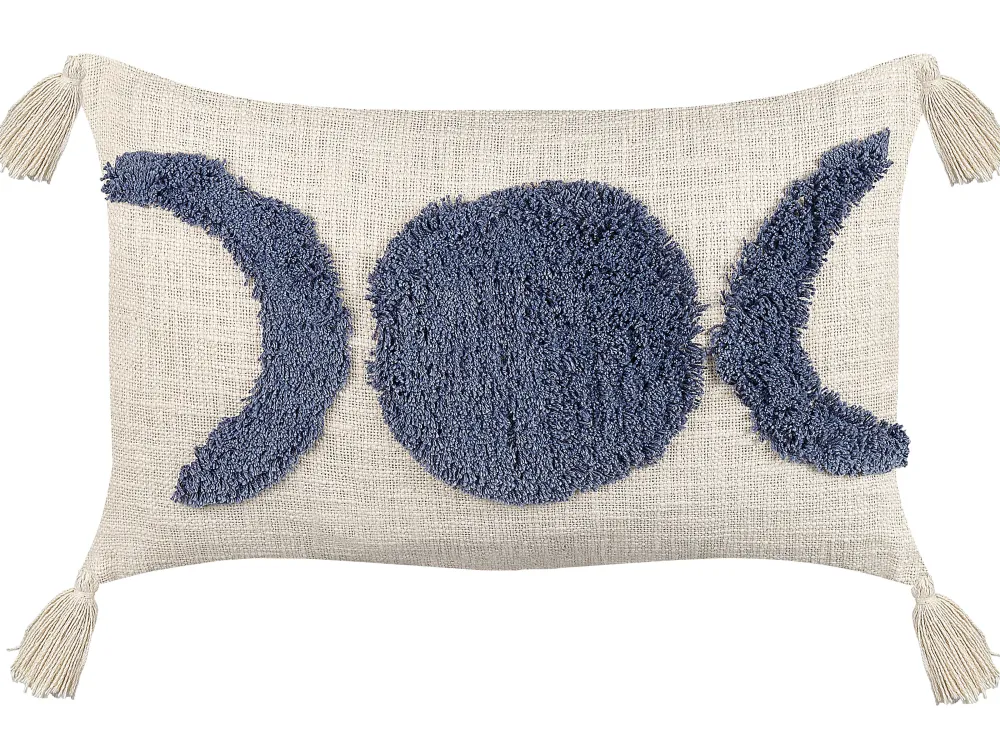 Tekstiilit<Beliani Koristetyyny Puuvilla Beige/Sininen 35 X 55 Cm Lupinus