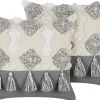 Sale Beliani Koristetyyny Puuvilla Beige/Harmaa 45 X 45 Cm 2 Kpl Alocasia