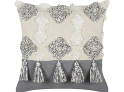 Sale Beliani Koristetyyny Puuvilla Beige/Harmaa 45 X 45 Cm 2 Kpl Alocasia